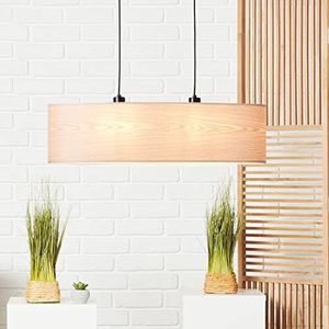 Brilliant Hanglamp met 2 lichtpunten, naturel, ovaalstaaf, in hoogte verstelbaar en dimbaar met geschikte lamp van metaal/hout, licht/zwart, 120 x 78 cm