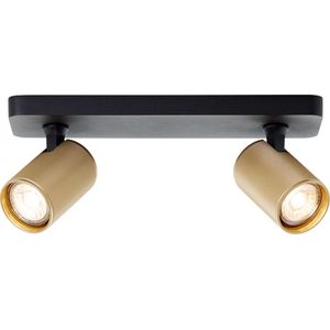 Brilliant - Marty - Plafondspot - Zwart/Goudkleurig - GU10 2x5W