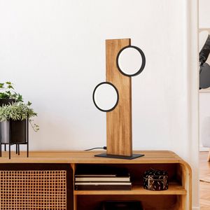 Cheesy - Tafellamp - Zwart - Bruin - Hout - Energiezuinig 12W