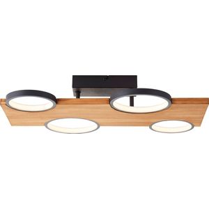 Cheesy - Plafondlamp - Lichtbruin - Hout, Metaal - Inclusief LED Lichtbron