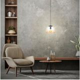 Brilliant Pendelleuchte Kaizen, ohne Leuchtmittel, Riffelglas, D 25 cm, E27, kürzbar, Amber-Bernsteinfarben