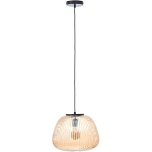 Brilliant Pendelleuchte »Kaizen«, 1 flammig, Leuchtmittel E27  ohne Leuchtmittel, Riffelglas, D 35 cm, E27, kürzbar, Amber-Bernsteinfarben