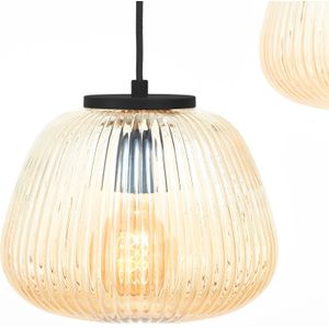 Brilliant Lamp Kaizen hanglamp 3-lamps amber-amber/mat zwart metaal/bruin kunststof 3x A60, E27, 40 W