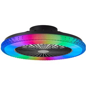 Brilliant Badria Plafondventilator - LED 40W - Dimbaar - Zwart - Crystal Effect