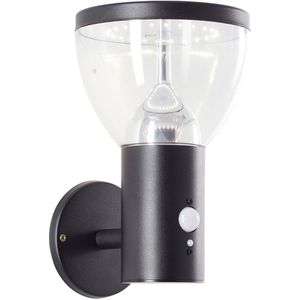BRILLIANT LED buitenwandlamp, solar, 25 cm, 430 lm, 3000 K, roestvrij staal, zwart