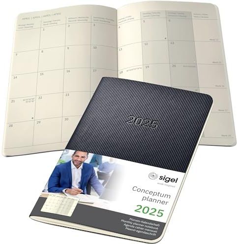 Sigel Conceptum maandagenda - A6 - 2025 (NL/FR/EN/DU) - zwart - softcover - SI-C2585