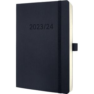SIGEL C2406 weekkalender 2023/2024 ca. A5 zwart softcover 256 pagina's elastiek penlus archieftas PEFC gecertificeerd kalender 18 maanden