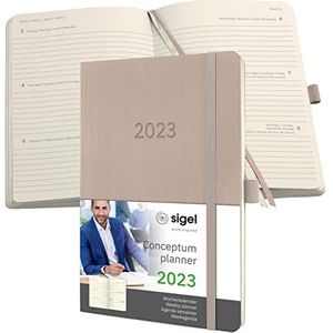 SIGEL C2330 Conceptum weekkalender 2023, ca. A5, taupe, softcover, 2 pagina's = 1 week, 192 S