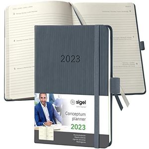 SIGEL C2367 weekkalender Conceptum 2023, ca. A6, donkergrijs, hardcover, 2 pagina's = 1 week, 176 pagina's.