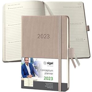 SIGEL C2361 weekkalender Conceptum 2023, ca. A6, taupe, hardcover, 2 pagina's = 1 week, 176 blz.