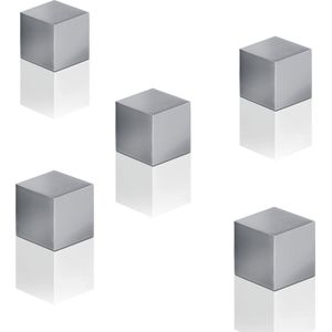Sigel glasbord magneten - 11x11x11mm - C5 sterk - zilver - set 5 stuks - SI-BA728