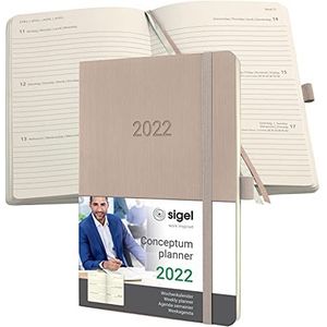 SIGEL C2230 Weekplanner 2022 Conceptum, zachte omslag, 13,5 x 21 cm, taupe