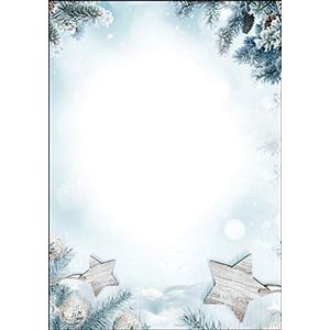 SIGEL DP312 kerstbriefpapier, takken en sterren, 21 x 29,7 cm, 90 g/m2, wit en groen, 25 vellen