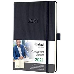 SIGEL C2114 weekkalender en notitieboek 2021 Conceptum, hardcover, 14,8 x 21,3 cm, zwart