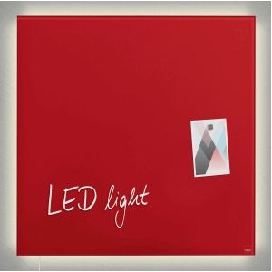 Sigel Glasmagnetboard artverum LED light rot 480x480x15mm