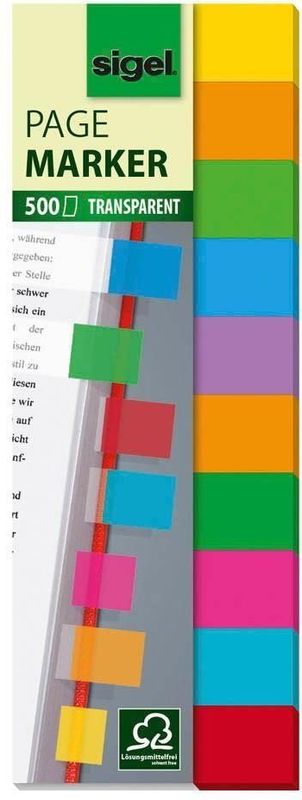 sigel Multicolor transparent Haftmarker farbsortiert - 10x 50 Streifen
