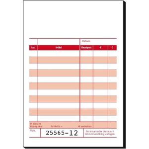 SIGEL Formularbuch Kassenblock mit Additionsblatt, mit fortlaufenden Nummern 10,0 x 16,5 cm 2x 50 Seiten