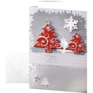 SIGEL DS454 Handgemaakte kerstkaartenset met envelop, DIN A6, 10 stuks, met inlegblad en 3D