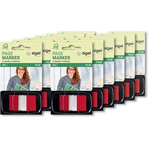 SIGEL HN491 kleeffolie transparant folie Z-dispenser 600 vellen 4,3 x 2,5 cm rood