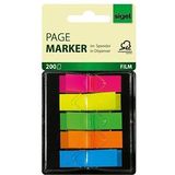 SIGEL HN489 zelfklevende bladwijzers van transparante folie, in dispenser, Z-dispenser, 200 vellen, 4,5 x 1,2 cm, 5 neonkleuren