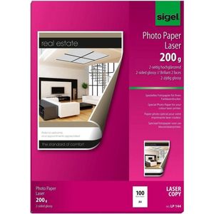 Fotopapier Sigel kleurenlaser - A4 hoogwit glans 200gr 100 vel