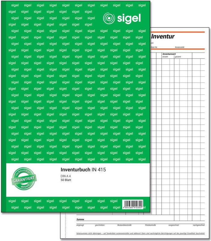 SIGEL Inventurbuch DIN A4 1x 50 Seiten