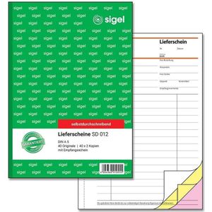 sigel® Lieferschein mit Empfangsschein SD012, DIN A5 hoch, selbstdurchschreibend