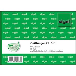 Sigel Formularbuch Quittung A6 quer VE=50 Blatt