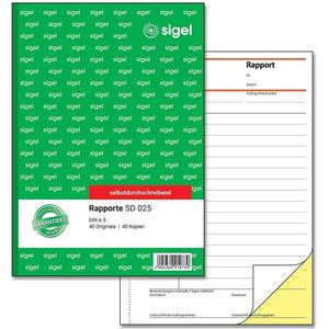 Sigel Formularbuch Rapport/Regiebericht A5 hoch selbstdurchschreibend