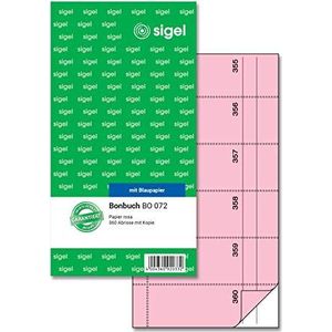 5 x Sigel Bonbuch 360 Abrisse 105x200mm 65g/qm eosin mit Blaupapier 2x