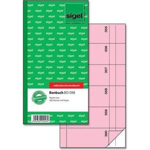 Bonbuch 360 Abrisse 105x200mm 65g qm rosa selbstdurchschreibend 2x60 Blatt