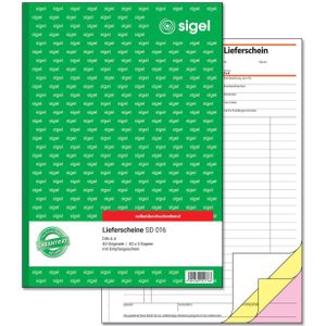 Sigel Lieferschein A4 hoch mit Empfangsschein 1. 2. und 3. Blatt bedru