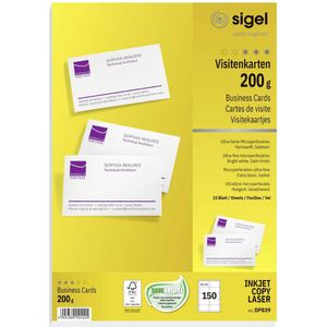 Sigel - visitekaartjes - wit - 85x55 mm - 200 gram - 150 stuks -SI-DP839