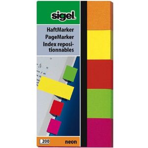 Indexeringsstrookjes Sigel maat strookjes 20x50mm neon 5 kleuren assorti [10x]