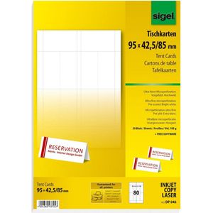 Menukaart Sigel 95x42/85mm - 185 grs hoogwit 80 kaarten