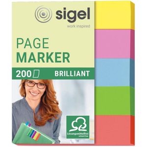 SIGEL brillant Haftmarker farbsortiert 5x 40 Streifen