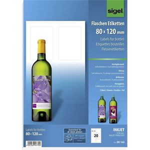 Sigel flesetiketten - 80x120mm - 20 stuks - glanzend - SI-DE160