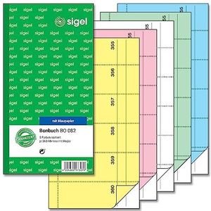 Bonbuch 360 Abrisse 105x200mm 65g qm 5 Farben sortiert 2x60 Blatt