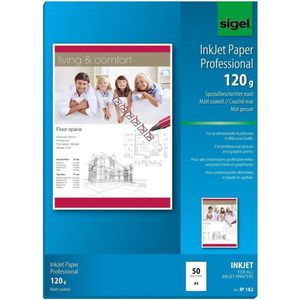 SIGEL IP182 InkJet papier Professional, A4, 50 vellen, mat speciale coating, wit, 120 g