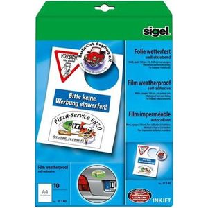 SIGEL - IF140 - Zelfklevende Folie - Wit - 10 Stuks, Waterdicht, 270 µm