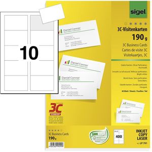 SIGEL LP791 - Visitekaartjes - Wit - 190 g - 400 Stuks