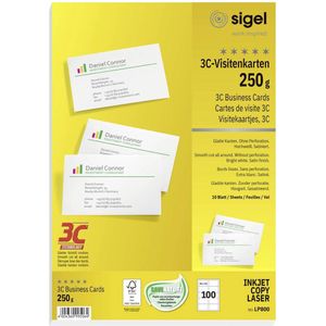 Sigel - visitekaartjes - wit - 85x55 mm - 250 gram- 100 stuks - SI-LP800