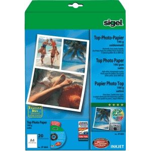 Sigel inkjet fotopapier - Top - A4 - zijdemat - eenzijdig - 190 grams - 20 vel - SI-IP684