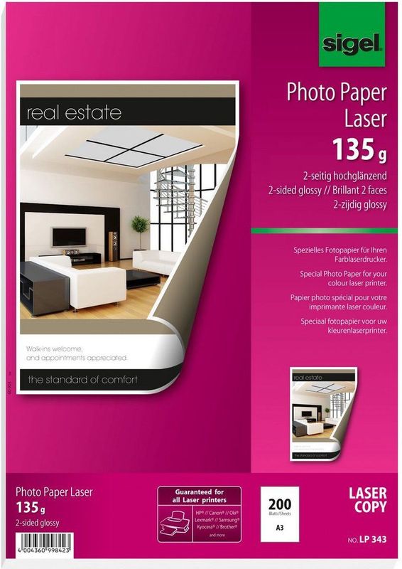 Sigel - Fotopapier - A3 - Hoogwit Glans - 135gr - 200 Vel