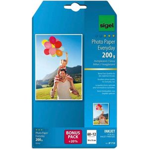 Inkjetfotopapier Sigel 10x15 - Everyday+ 200grs wit 60+12 vel