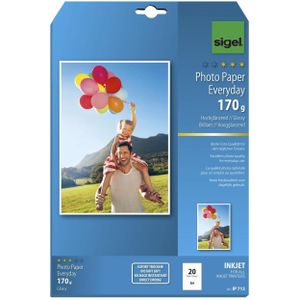 Sigel inkjet fotopapier - Everyday plus - A4 - hoogglanzend - 170 grams - 20 vel - SI-IP713