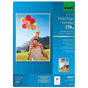 Sigel inkjet fotopapier - Everyday plus - A4 - hoogglanzend - 170 grams - 50 vel - SI-IP714