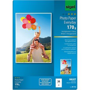 Sigel inkjet fotopapier - Everyday plus - A4 - hoogglanzend - 170 grams - 50 vel - SI-IP714