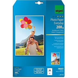 SIGEL IP710 InkJet fotopapier A4, 20 vellen, hoogglanzend, wit, 200 g - andere aantallen