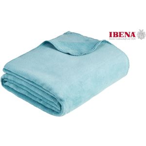 IBENA Porto Knuffeldeken 150 x 200 cm, knuffeldeken lichtturquoise, woonkamerdeken, katoenmix, zacht en onderhoudsvriendelijk